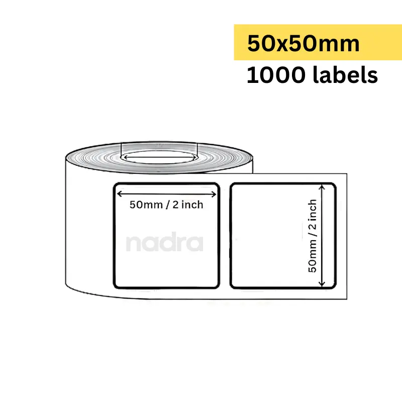Picture of Barcode Label 50x50mm Square (2x2inch) - 1000 labels/Roll | Direct Thermal Stickers DT | Smudge-Free, Fade-Resistant, High-Quality Print for Packaging & Shipping Supplies | Inventory Labels | Premium Self-Adhesive Thermal Labels - White(1Roll-1000Labels)