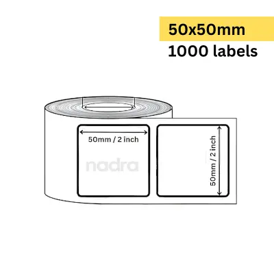 Picture of Barcode Label 50x50mm Square (2x2inch) - 1000 labels/Roll | Direct Thermal Stickers DT | Smudge-Free, Fade-Resistant, High-Quality Print for Packaging & Shipping Supplies | Inventory Labels | Premium Self-Adhesive Thermal Labels - White(1Roll-1000Labels)