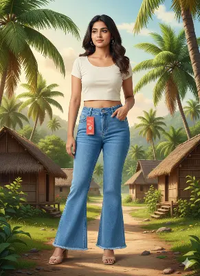 Picture of Ladies Exclusive Bootcut Denim Jeans Pant