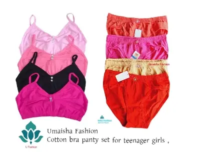 Picture of All Day Coverage Single Jersey Full Cotton Breathable Bra And Panty Set - 8pcs