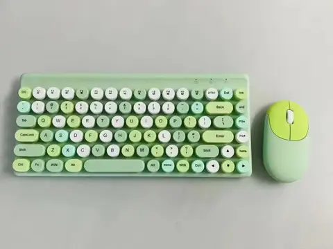 Picture of Ergonomic Keyboard and Mouse Set | 2.4Ghz USB Wireless Office Keyboard with Multi-Media Function Keys and Number Pad for PC Computer Windows | Bluetooth Keyboard Mouse Kit | Colorful Mechanical Keyboard Set | Wireless Keyboard and Mouse Combo-Nadra-QW02(Green)