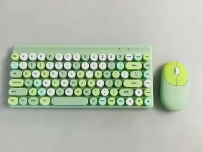 Picture of Ergonomic Keyboard and Mouse Set | 2.4Ghz USB Wireless Office Keyboard with Multi-Media Function Keys and Number Pad for PC Computer Windows | Bluetooth Keyboard Mouse Kit | Colorful Mechanical Keyboard Set | Wireless Keyboard and Mouse Combo-Nadra-QW02(Green)