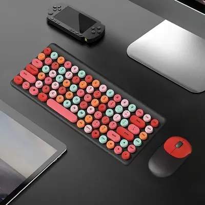 Picture of Ergonomic Keyboard and Mouse Set | 2.4Ghz USB Wireless Office Keyboard with Multi-Media Function Keys and Number Pad for PC Computer Windows | Bluetooth Keyboard Mouse Kit | Colorful Mechanical Keyboard Set | Wireless Keyboard and Mouse Combo-Nadra-QW02(Black)