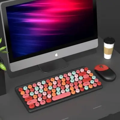 Picture of Ergonomic Keyboard and Mouse Set | 2.4Ghz USB Wireless Office Keyboard with Multi-Media Function Keys and Number Pad for PC Computer Windows | Bluetooth Keyboard Mouse Kit | Colorful Mechanical Keyboard Set | Wireless Keyboard and Mouse Combo-Nadra-QW02(Black)
