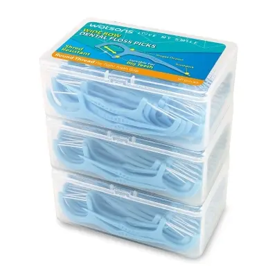Picture of 3 Box Watsons Dental Floss Pick Toothpick Interdental Cleaner 150pcs