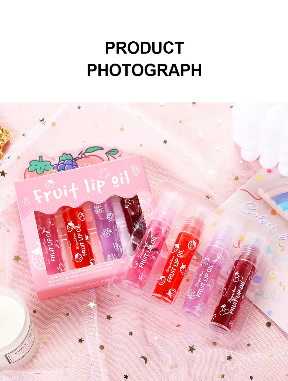 Picture of 4 in 1 Fruit Lip Oil Set Moisture & Softener Your Lips