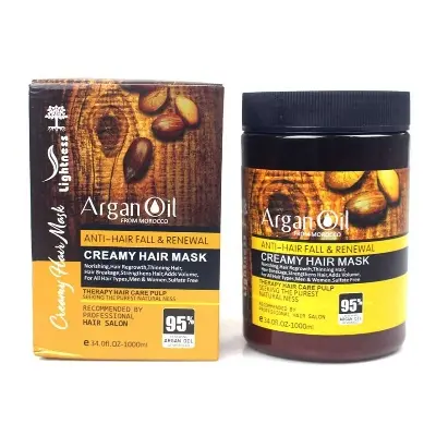 Picture of Argan Oil Lightness Argan Oil Anti-Hair Fall & Renewal Creamy Hair Mask 1000ml(Brown)