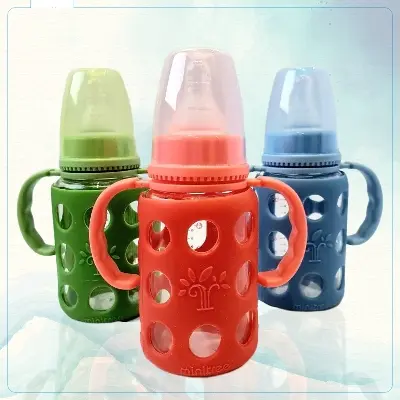 Picture of Baby Feeder Bottle Minitree Regular Neck Baby Feeding Glass Bottle 3m+  120ml Bottle Multicolor(Multicolor)