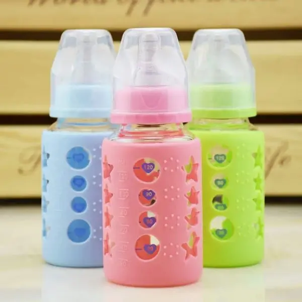 Picture of Baby Glass Feeder Bottle Minitree Regular Neck Baby Feeding Glass Bottle 6m+ 240ml Bottle Multicolor(Multicolor)