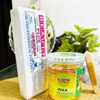 Picture of Cosmo herbal Wax Lemon_Honey With 80pcs Strips 2pcs Applicator(Lemon Yellow)