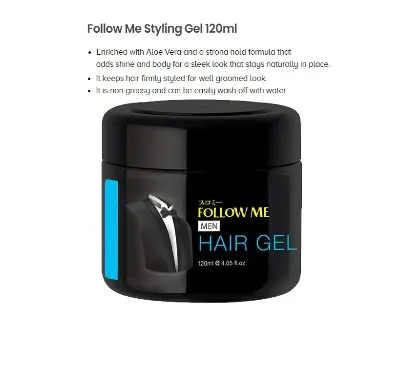 Picture of Follow Me Men Hair Gel 120ml Halal Product Strong Hold(Black)
