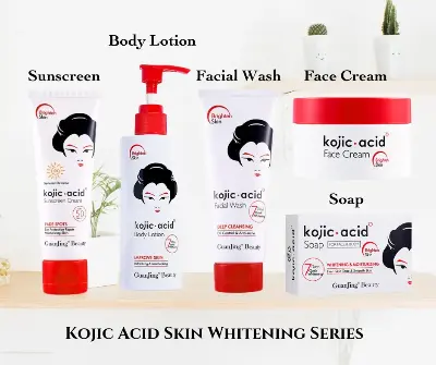 Picture of Guanjing Beauty Kojic Acid 5 in 1 Skin Whitening Set Soap+Cream+Lotion+Sunscreen+Face Wash