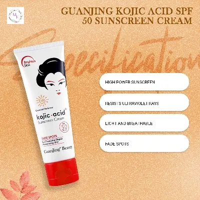 Picture of Guanjing Beauty Kojic Acid 5 in 1 Skin Whitening Set Soap+Cream+Lotion+Sunscreen+Face Wash