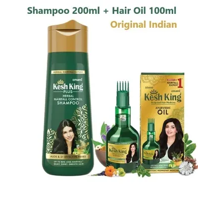 Picture of Indian Imported KeshKing Hair Oil 100ml & Shampoo 200ml Hair Loss Off Combo(Green)