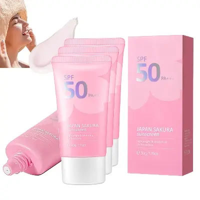 Picture of Japan Sakura Sunscreen UV SPF 50 Pa+++ Sunblock 50g(Pink)