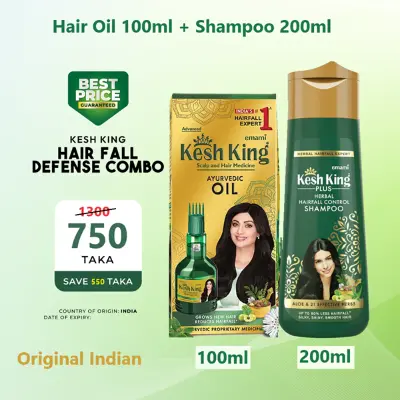 Picture of KeshKing Hair Ayurbedic Oil 100ml & KeshKing Shampoo 200ml Combo Pack(Green)