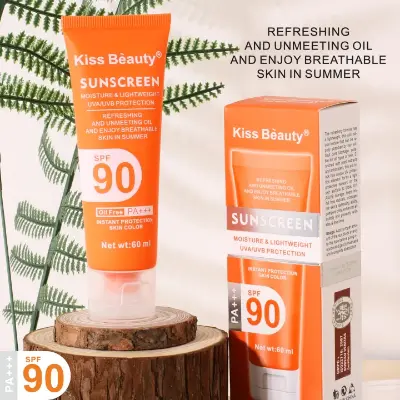 Picture of Kiss Beauty Sunscreen Moisture & Lightweight UVA/UVB Protection SPF 90 PA+++ Waterproof Long Lasting(Orange)