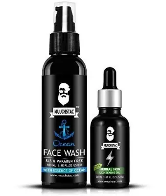 Picture of Muchtac Men Face Care Kit Skin Lightening Oil 30Ml & Ocean Face Wash 100 Ml for Men