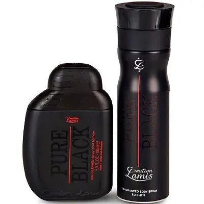 Picture of Pure Black Perfume By Creation Lamis for Men 100ML + Body Spray 200ml(Black)
