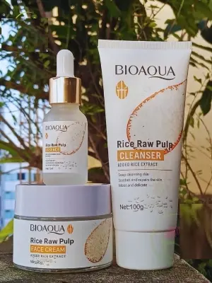 Picture of Rice Raw Pulp Combo Pack Cream+Cleanser+Essence(White,)