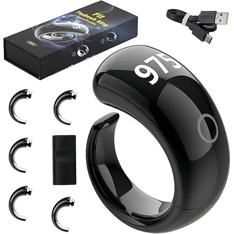 Picture of Smart Zikir Ring &ndash; Touch Control | Islamic Digital Tasbih &amp; Dhikr Counter | Waterproof | Magnetic Wireless Charging | Qibla Finder | Prayer Alerts &amp; Countdown | 5 Adjustable Sizes(Black)