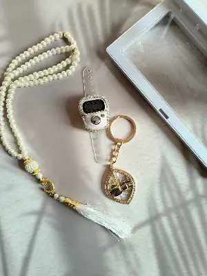 Picture of Tasbih Set with Digital Counter & Keyring  Complete Ramadan Prayer Counter Gift Set  Elegant Gift for Eid, Umrah, Hajj & Weddings  Premium Muslim Tally Counter(White)
