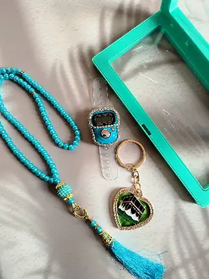 Picture of Tasbih Set with Digital Counter & Keyring  Complete Ramadan Prayer Counter Gift Set  Elegant Gift for Eid, Umrah, Hajj & Weddings  Premium Muslim Tally Counter(Blue)