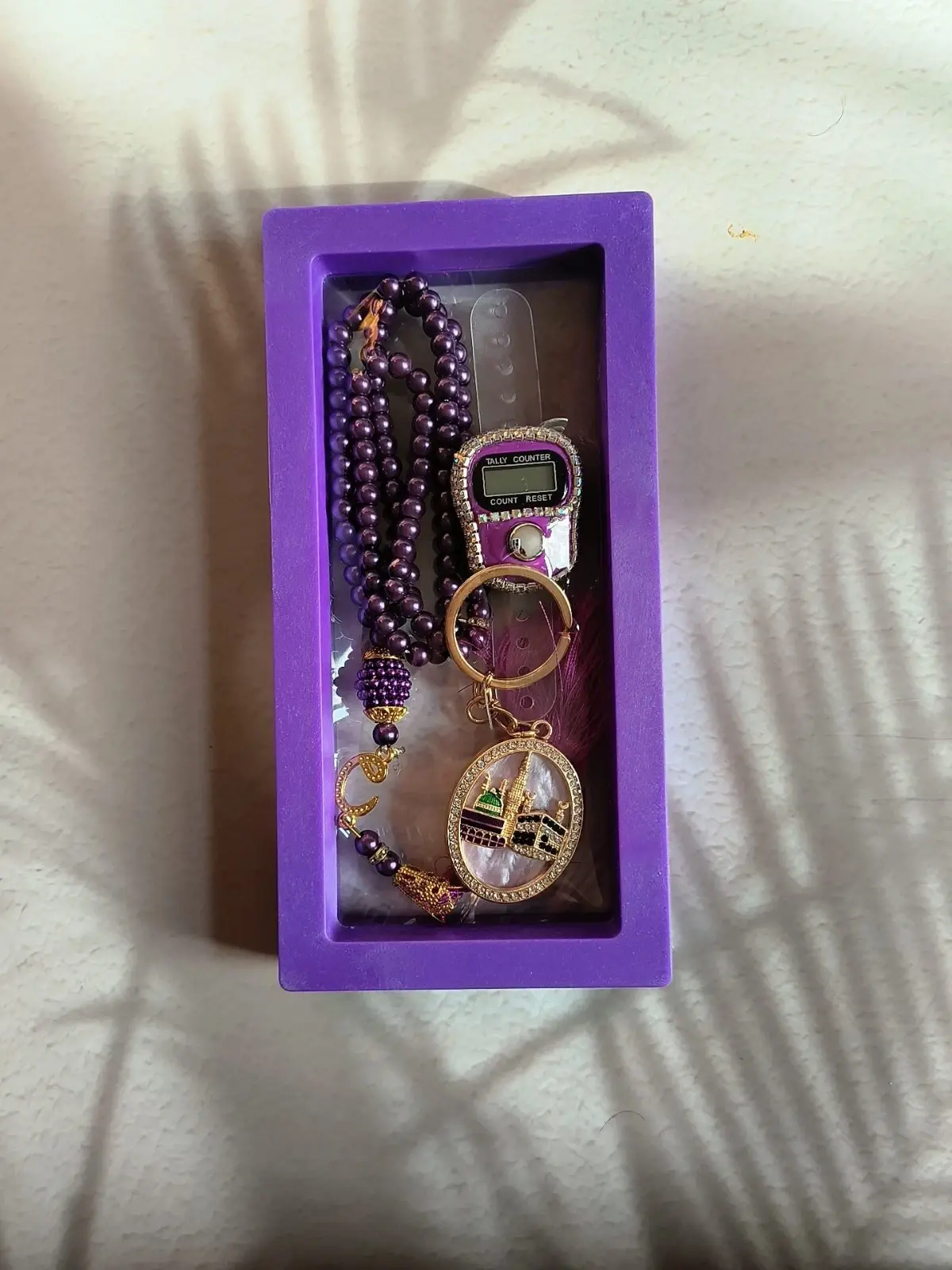 Picture of Tasbih Set with Digital Counter & Keyring  Complete Ramadan Prayer Counter Gift Set  Elegant Gift for Eid, Umrah, Hajj & Weddings  Premium Muslim Tally Counter(Purple)