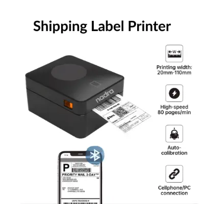 Picture of Multifunctional Label + POS Receipt Printer  USB + Bluetooth Connectivity  Perfect for 4x6, 3x4, 2x3 Inch Daraz, Steadfast Shipping Labels Printing  Barcode Label Maker  Compatible with PCs, Laptops, Smartphones  Direct Thermal Printing Tech - Nadra(Black)