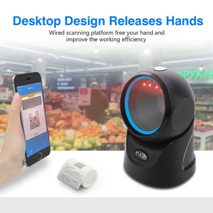 Picture of Barcode Scanner Wired Handheld 1D+2D QR Code Reader Auto Scanning POS Scan for Inventory Scanning from Phone and Computer Screen(9601D-Desk-2D-Wired)