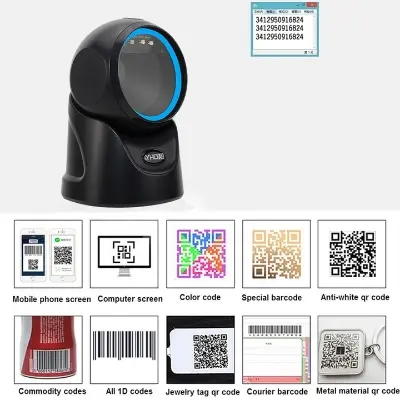 Picture of Barcode Scanner Wired Handheld 1D+2D QR Code Reader Auto Scanning POS Scan for Inventory Scanning from Phone and Computer Screen(9601D-Desk-2D-Wired)