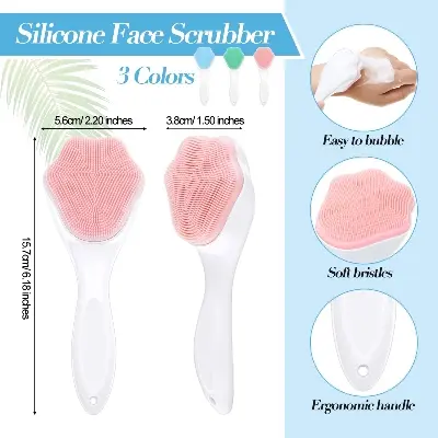 Picture of Silicone Face Scrubber exfoliating Brush Handheld Silicone Cleansing Brush Tools for Face