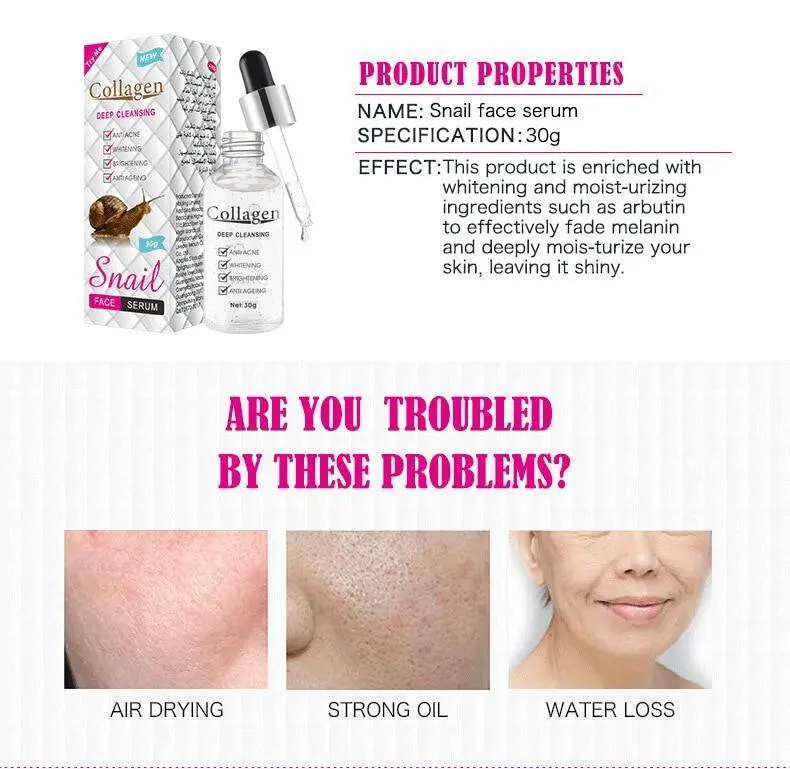 Picture of Snail Collagen Face Anti Acne Whitening Skin Care Serum 30g