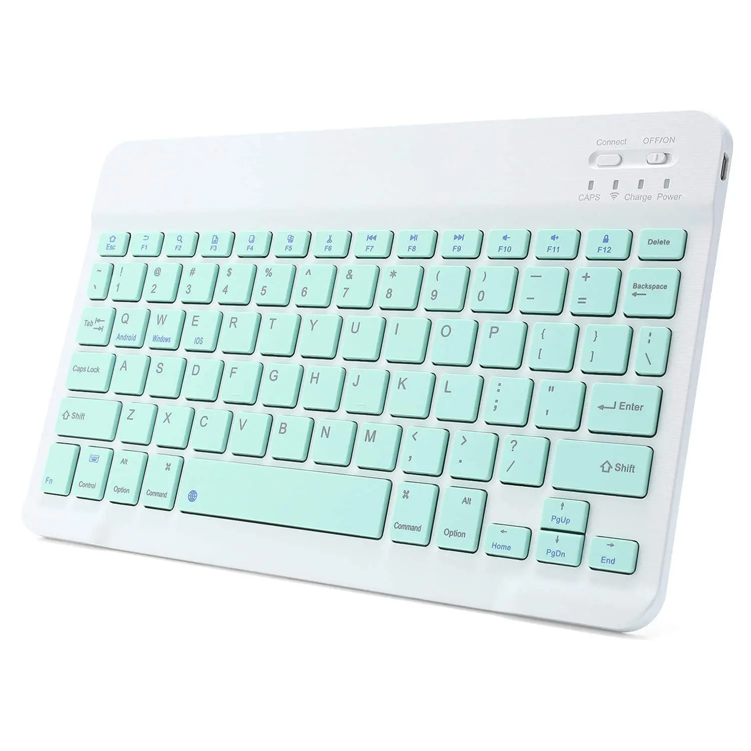 Picture of Bluetooth Keyboard Rechargeable for Tablets, iPads, iPhones, Smartphones, and Laptops  Stylish, Ergonomic, Ultra-Slim Rechargeable Wireless Mini Nadra Keyboard  Ideal for professionals, students, and travelers(Light green)