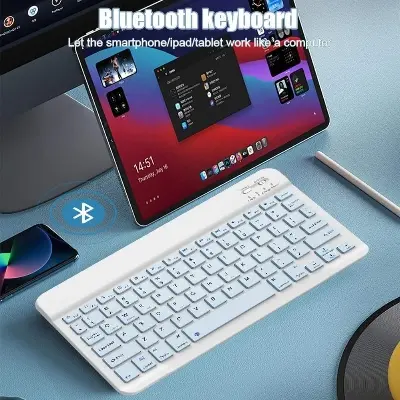 Picture of Rechargeable Bluetooth Keyboard for Tablets, iPads, iPhones, Smartphones, and Laptops  Sleek, Ergonomic, Ultra-Slim Wireless Mini Nadra Keyboard  Perfect for professionals, students, and travelers alike.(Blue)