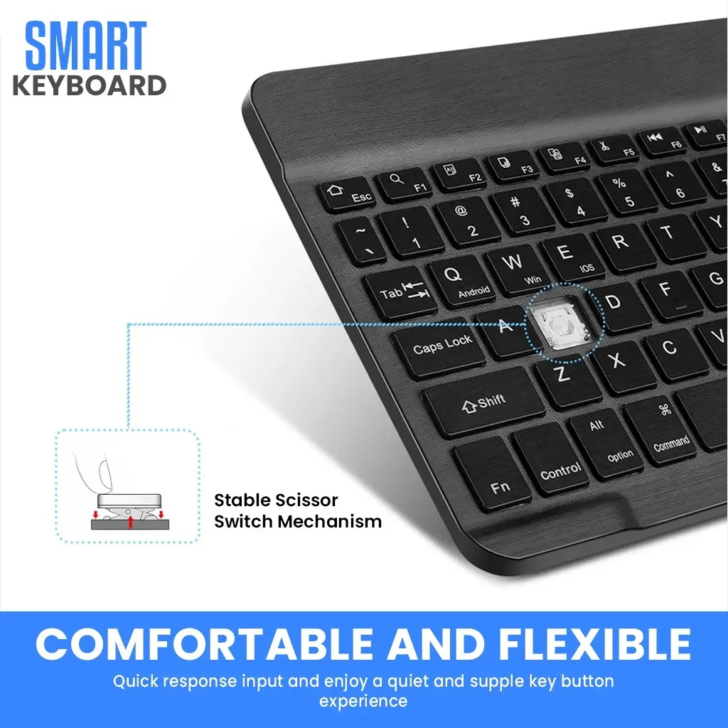 Picture of Rechargeable Bluetooth Keyboard for Tablets, iPads, iPhones, Smartphones, and Laptops  Sleek, Ergonomic, Ultra-Slim Wireless Mini Nadra Keyboard  Perfect for professionals, students, and travelers alike.(Black)