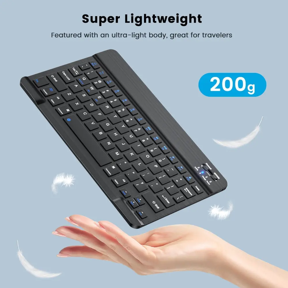 Picture of Rechargeable Bluetooth Keyboard for Tablets, iPads, iPhones, Smartphones, and Laptops  Sleek, Ergonomic, Ultra-Slim Wireless Mini Nadra Keyboard  Perfect for professionals, students, and travelers alike.(Black)