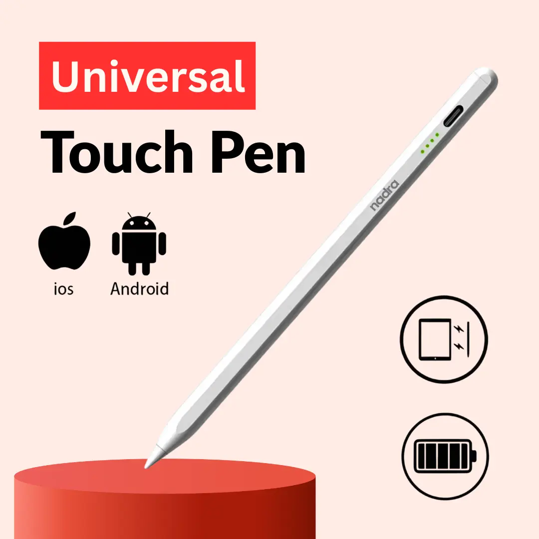 Picture of Touch Pen for Tablets, Smartphones - Perfect for Drawing, Writing, Scrolling  Universal Stylus Pen - Magnetic Capacitive Touchscreen Pen Compatible with Android, iOS, Windows  Fit for Samsung, Huawei, Apple, Xiaomi, Realme Tablets  Nadra(White)