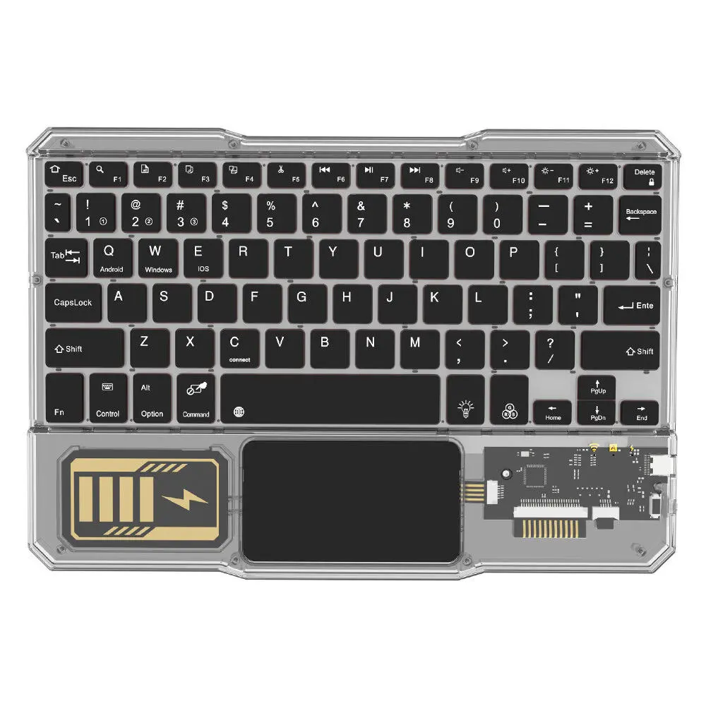 Picture of Bluetooth Keyboard with touchpad, RGB 7 Colors Transparent Backlit for Tablets, iPads, iPhones, Smartphones, Laptops Ultra-Slim, Sleek, Ergonomic, Mini Nadra Keyboard  Perfect for professionals, students, and travelers(Black)