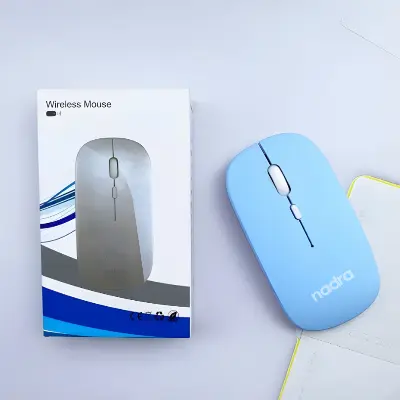 Picture of Bluetooth Mouse for Laptops, Desktops, Tablets, iPads, iPhones, and Smartphones  Dual-Mode 2.4GHz Optical Rechargeable Wireless Mouse  Stylish, Ergonomic, Ultra-Slim Design-Nadra-NM01(Blue)