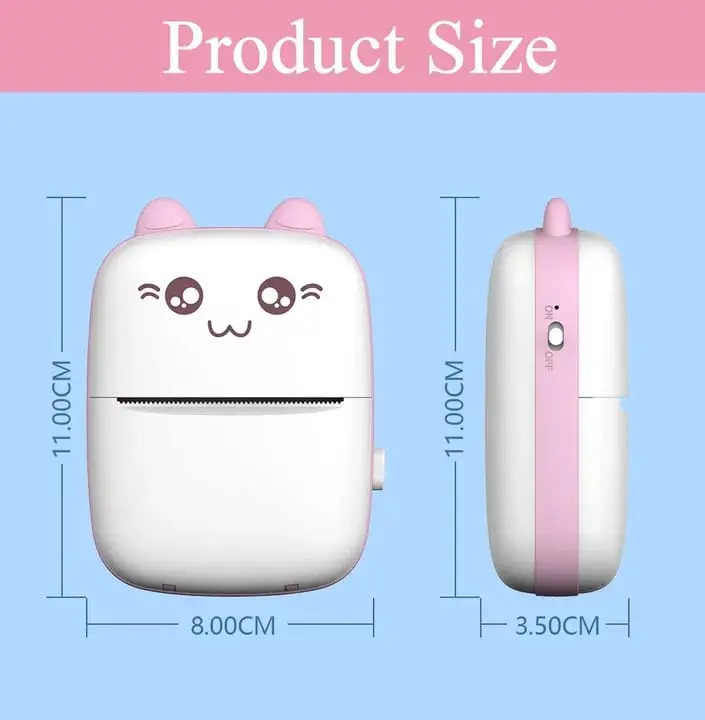 Picture of Portable Mini Printer | Compatible with iOS & Android | Wireless Bluetooth Thermal Printing | Great for Printing Text Messages, Labels, Photos, DIY Projects, Notes, and Creating Posters | Mini Pocket Printer | Ideal for Students, Teachers, and Creatives(Pink)
