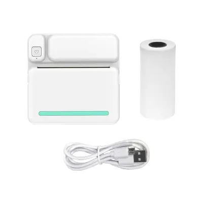 Picture of Portable Mini Printer | Compatible with iOS & Android | Wireless Bluetooth Thermal Printing | Great for Printing Text Messages, Labels, Photos, DIY Projects, Notes, and Creating Posters | Mini Pocket Printer | Ideal for Students, Teachers, and Creatives(White)