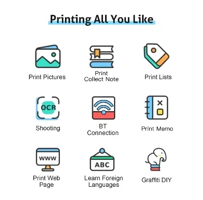Picture of Portable Mini Printer | Compatible with iOS & Android | Wireless Bluetooth Thermal Printing | Great for Printing Text Messages, Labels, Photos, DIY Projects, Notes, and Creating Posters | Mini Pocket Printer | Ideal for Students, Teachers, and Creatives(White)