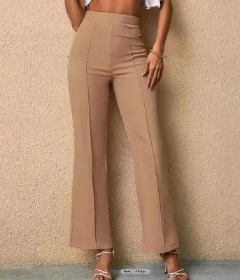Picture of Women Flare Pants, Classic Mid Waist Solid Color Stretchy jorjet Bottom Pants