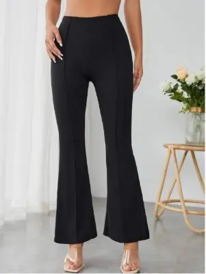 Picture of Women Flare Pants, Classic Mid Waist Solid Color Stretchy jorjet Bottom Pants