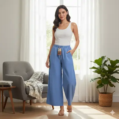 Picture of New Trend Stylish Denim Palazzo Pant For Woman. Jeans Palazzo Pant .