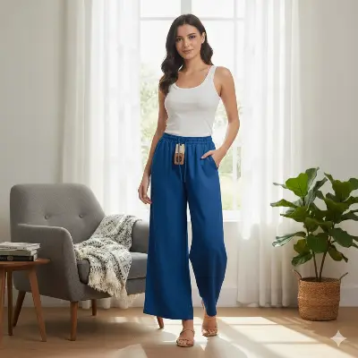 Picture of New Trend Stylish Denim Palazzo Pant For Woman. Jeans Palazzo Pant .