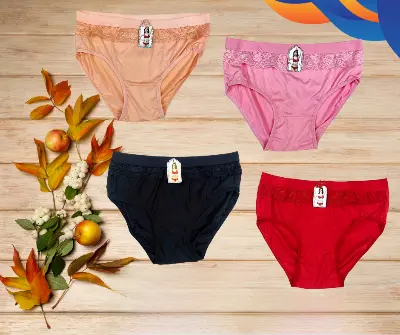 Picture of Ladies Underwear Breathable Thai Silk Multicolor Womans Knickers Panty - (4 Pack ) - Panties.