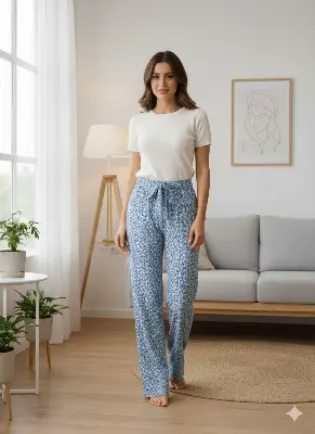 Picture of Ladies Western Fashion Palazzo Pant High Waist Wide Leg Casual Trousers for Women .