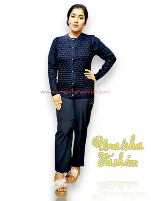 Picture of Ladies Winter Dress Solid Color Long Sleeve Sweater Cardigans